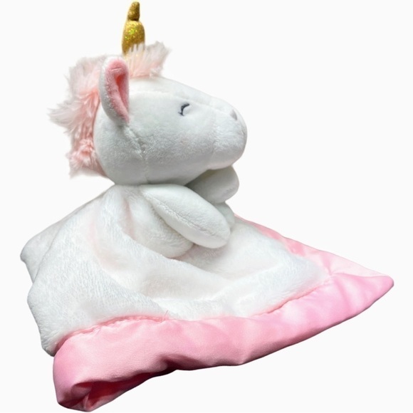 Carters Unicorn Lovey Girls Security Blanket Plush White Pink Cuddle Buddy Satin - Picture 3 of 12
